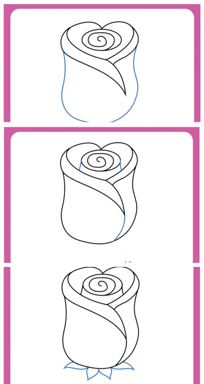 realistic rose drawing three step photo collage of step by step diy tutorial on white background