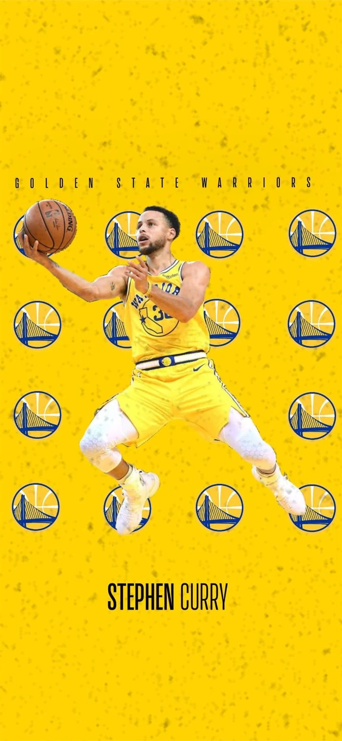 stephen curry golden state warriors wallpaper yellow background photo of steph warriors logos