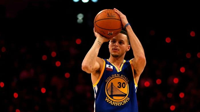 three point contest stephen curry wallpaper shooting the basketball wearing blue golden state warriors jersey