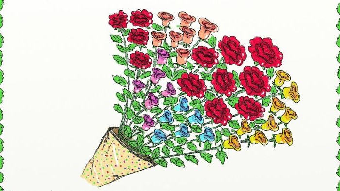 white background how to draw a rose easy drawing of a bouquet of roses in different colors red purple blue pink yellow