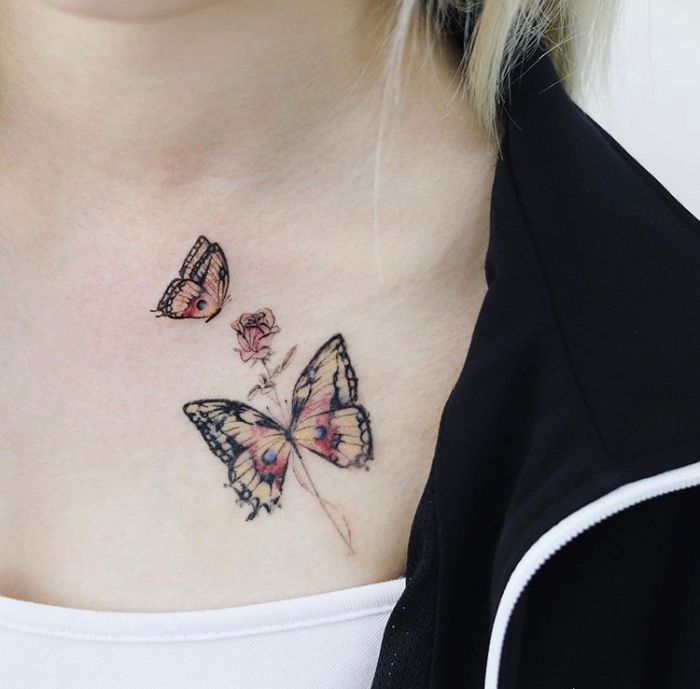 Lotus Tattoo on Instagram Butterfly and rose tattoo done by James here at  Lotus tattoo in Hemet jamesmullintattoos butterflytattoo tattoos tattoo 