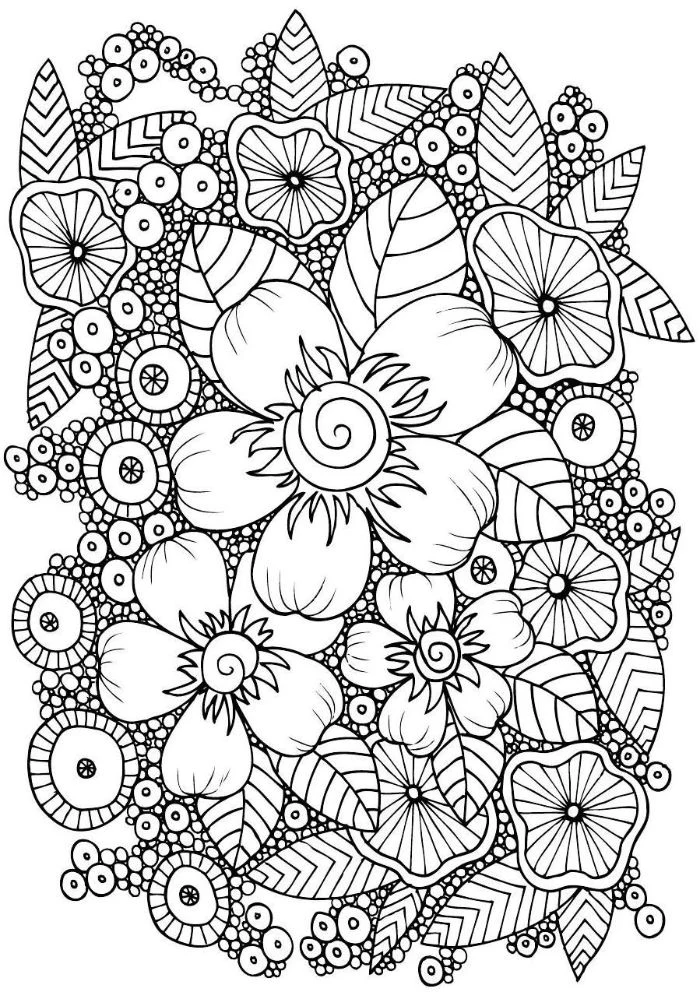 black and white drawing of different flowers free coloring pages for girls different patterns intertwined