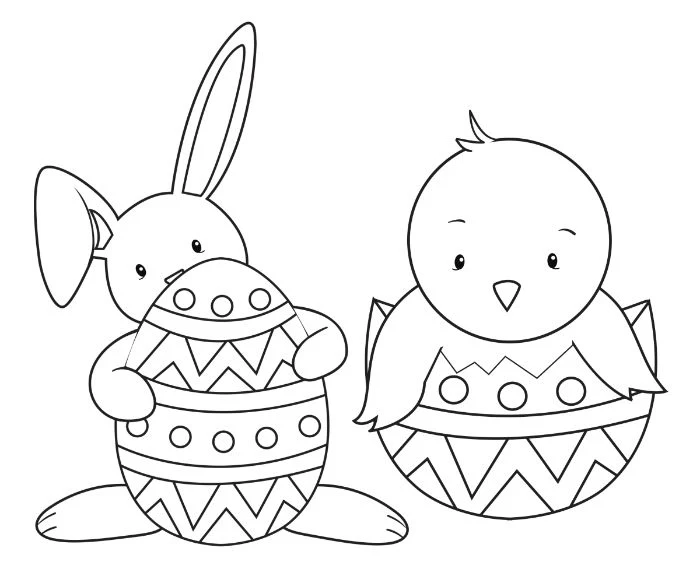 bunny holding an egg easter egg coloring pages small chicken coming out of an egg black and white drawing