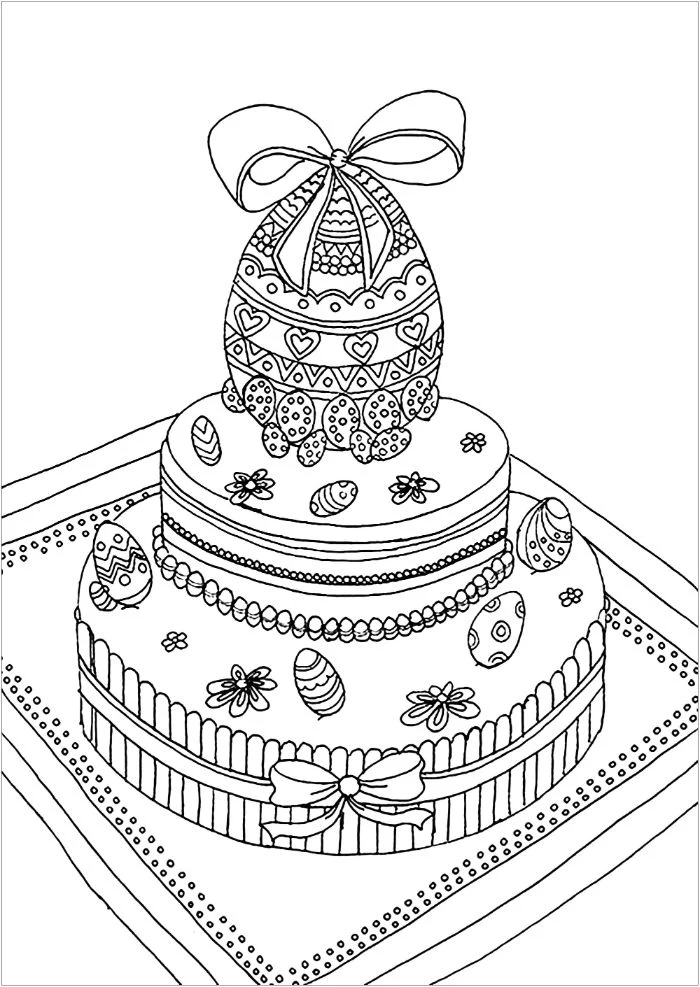cake with an easter theme easter egg printable eggs on black and whtie drawing