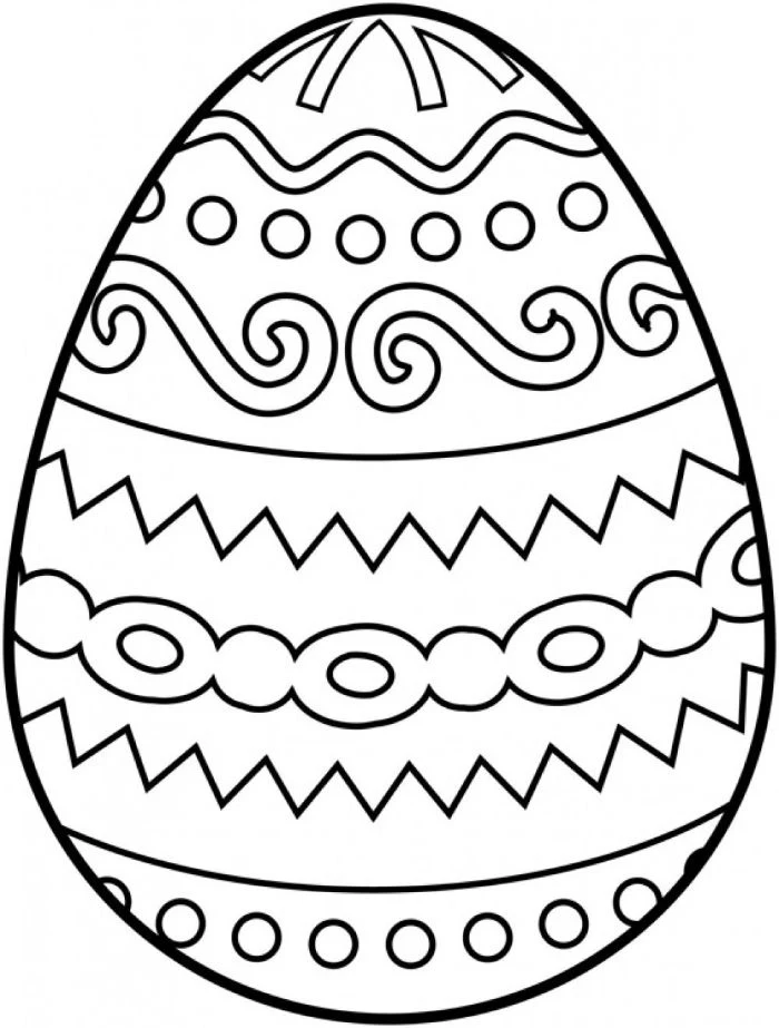 easter bunny coloring pages single egg drawn in black and white with different patterns on it