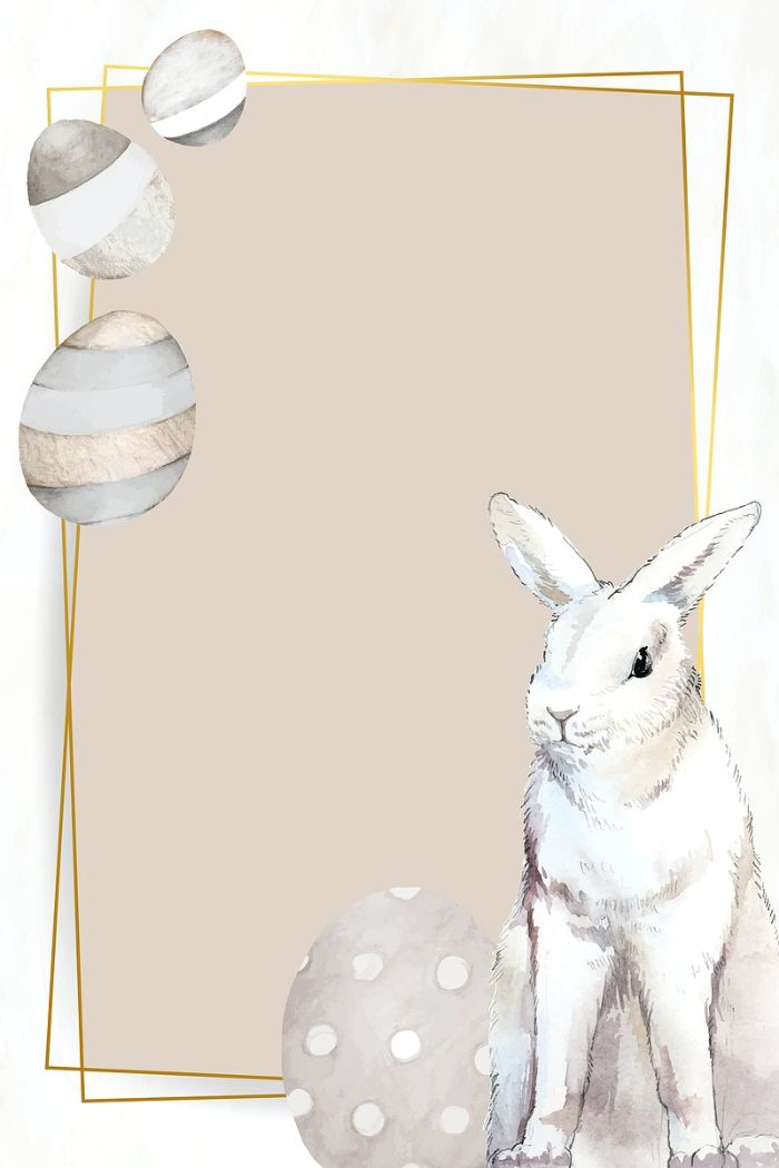 frame in gold easter background free digital drawing of easter eggs and bunny in the corners