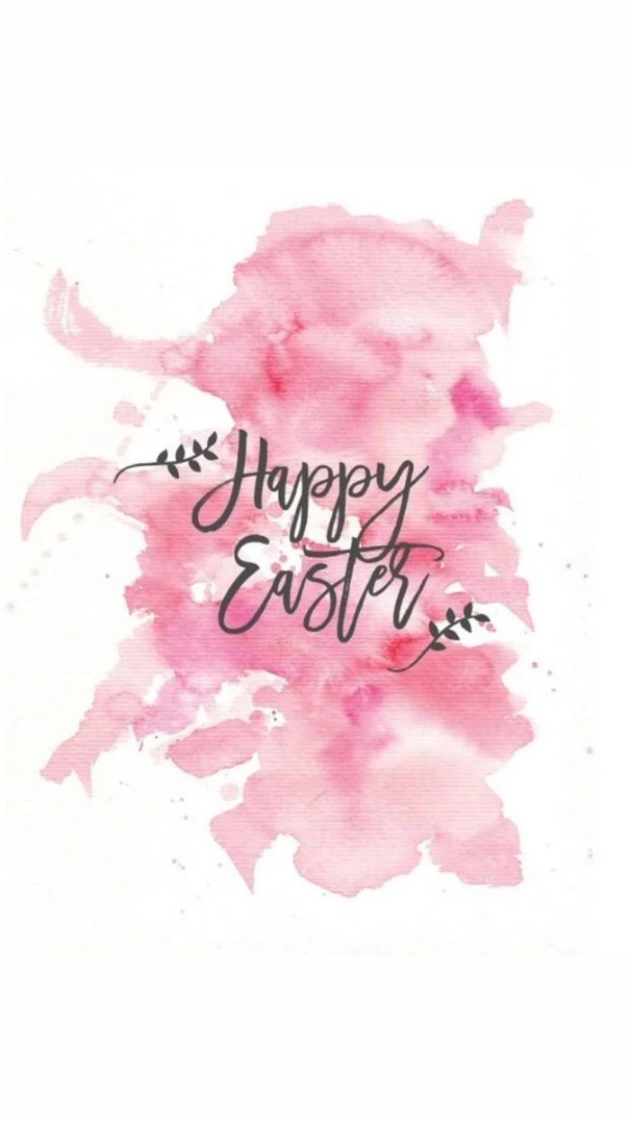 happy easter written in cursive on pink watercolor background easter background free