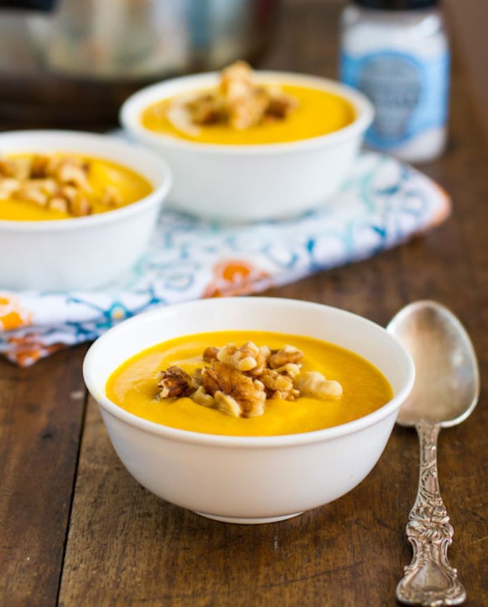 how to cook squash and zucchini three bowls of creamy summer squash soup with walnuts and cream