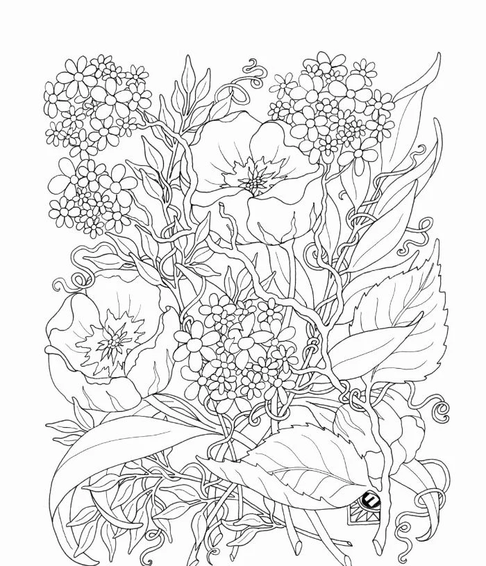 lots of flowers bunched together free printable flower coloring pages white background black outlines