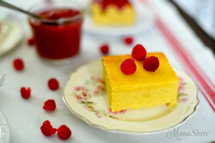 piece of cake made from squash on white plate zucchini and squash recipes topped with three raspberries