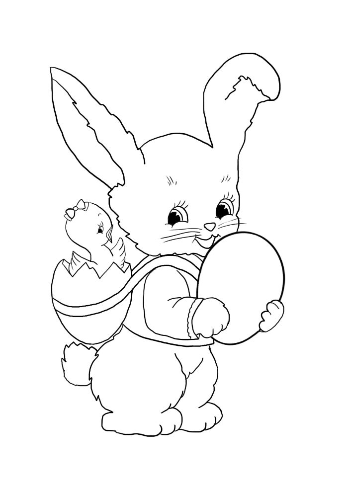 small bunny carrying an egg easter bunny coloring pages egg on his back with small chicken