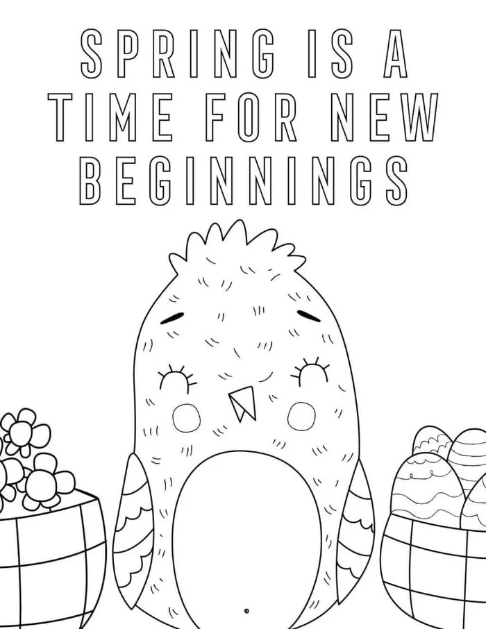 spring is a time for new beginnings written over drawing of bird free printable flower coloring pages easter eggs and flowers