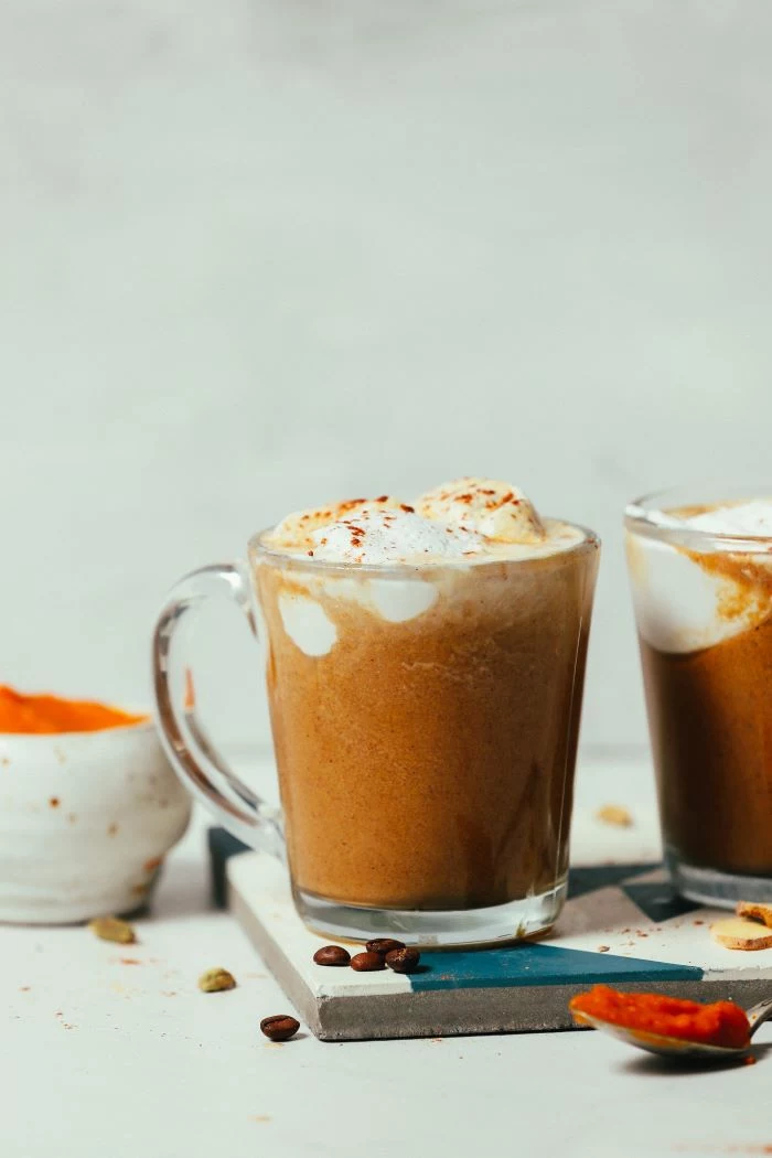 how to make coffee in a pot pumpkin spice latte recipe poured in two glass mugs