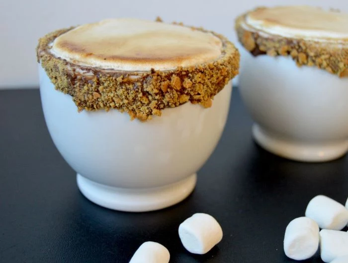 marshmallow latte recipe how much coffee per cup mug decorated with chocolate cookie crumble