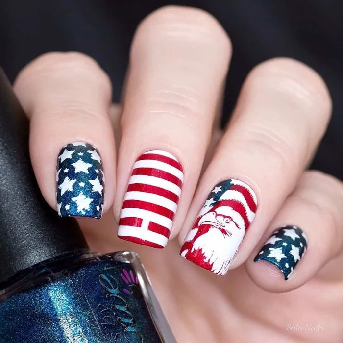 blue red white nail polish 4th of july nail ideas starsr stripes american flag american eagle decorations