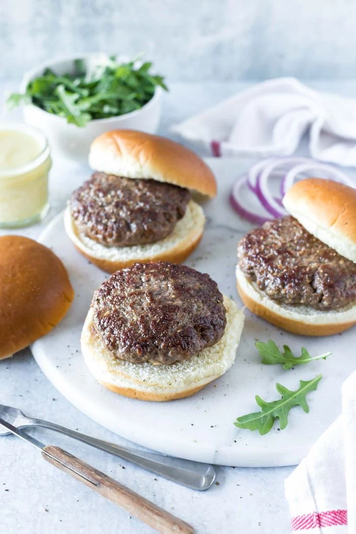 buns with patties made from spiced lamb in the middle how long to cook burgers