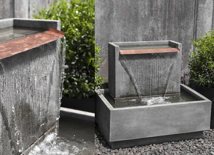 concrete pot filled with water indoor waterfall concrete stand with the water flowing down