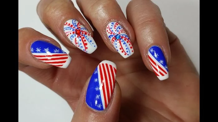 fireworks and american flag decorations patriotic nails red white blue nail polish