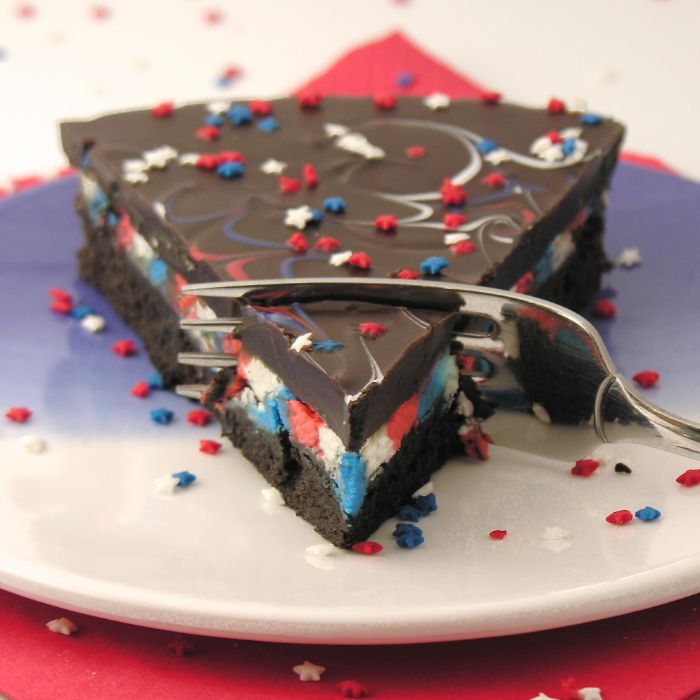 fireworks tart in red white blue with chocolate on top 4th of july food ideas red white blue star sprinkles on top