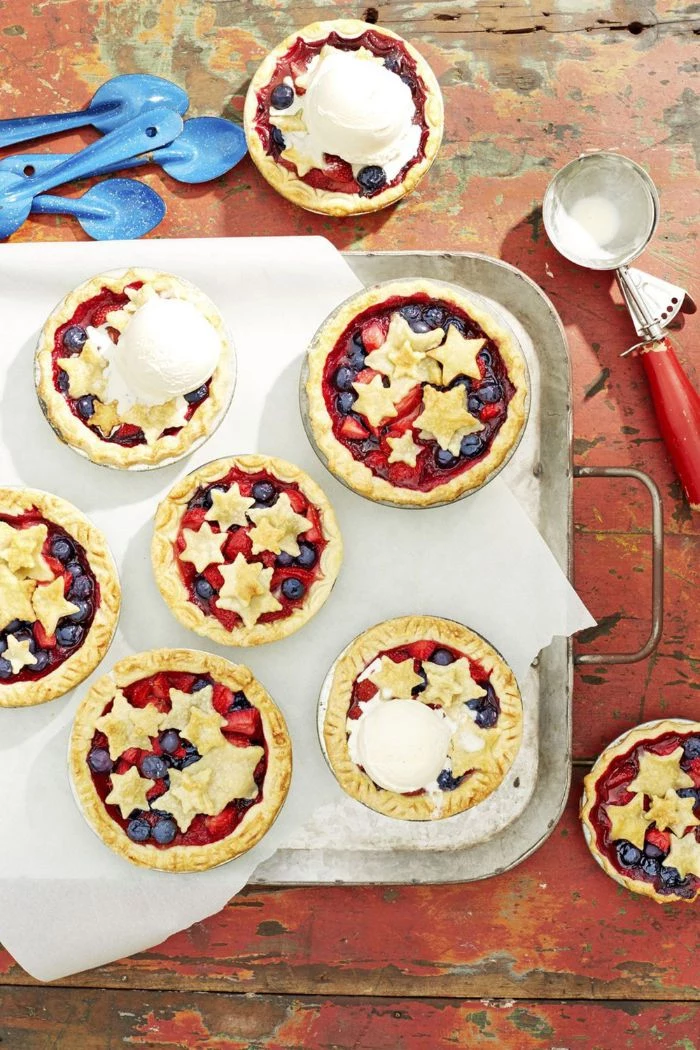 mini pies with strawberries and blueberries 4th of july recipes stars made of dough