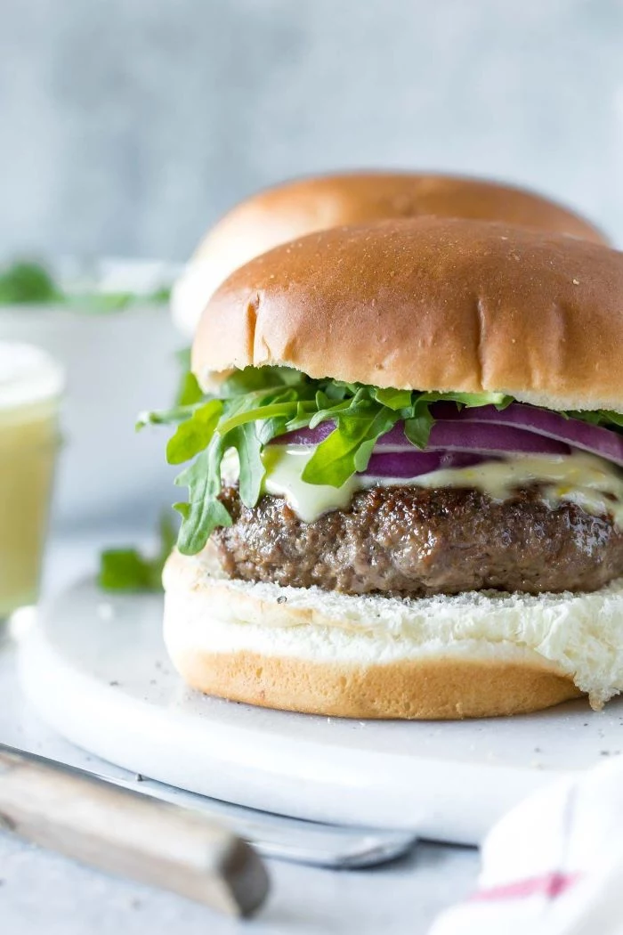 spiced lamb patty how long to cook burgers melted cheese onions arugula