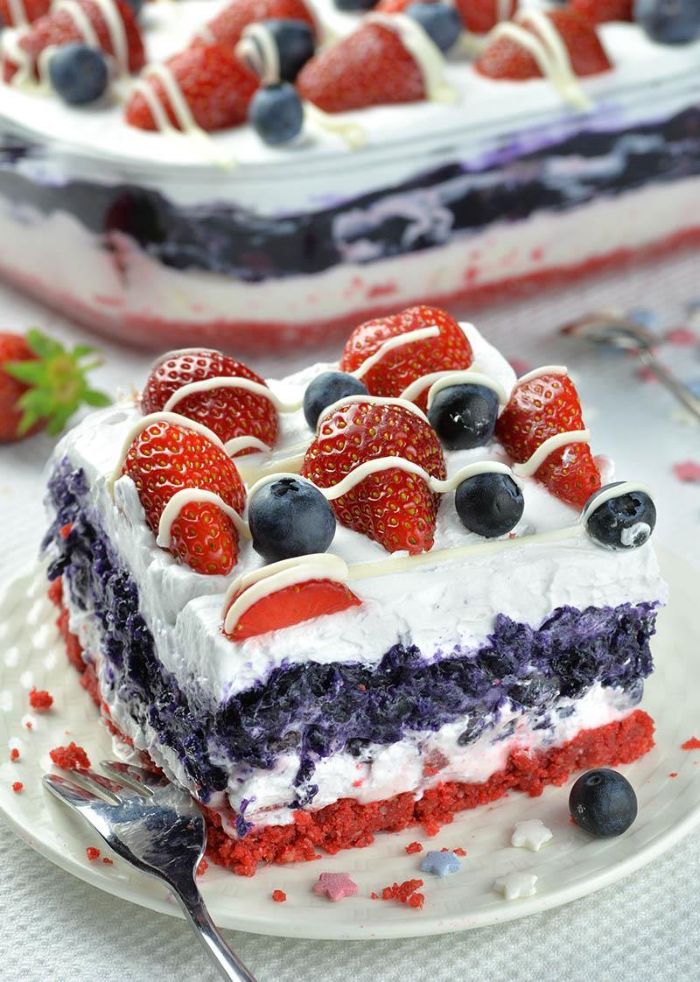 summer berry lasagna fourth of july recipes with strawberry blueberry layers berries on top