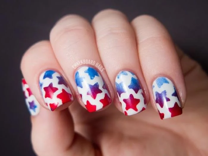 white nail polish red white and blue nail designs stars in red blue ombre