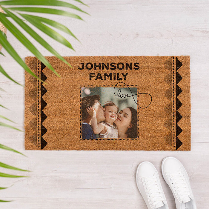personalised doormat personalise your home johnsons family with photo of mom dad daughter