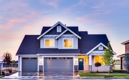 two storey house with large garage buying a new home photographed from the front