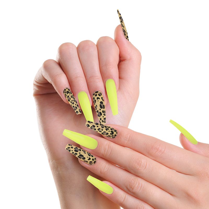 animal leopard print yellow neon nails