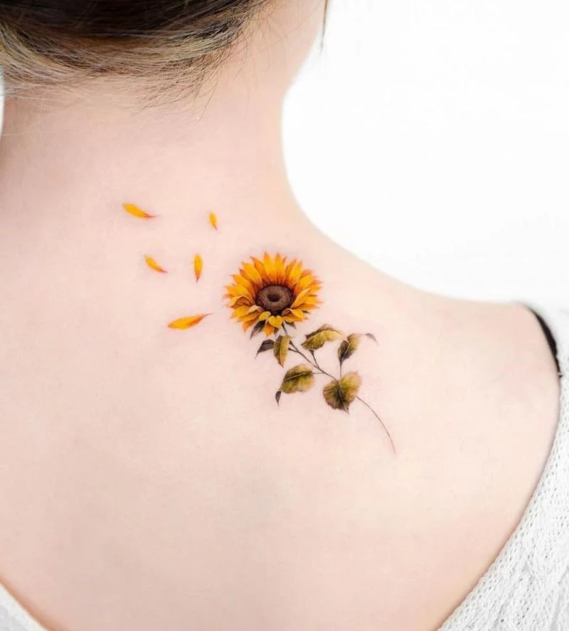 back of neck sunflower tattoo meaning