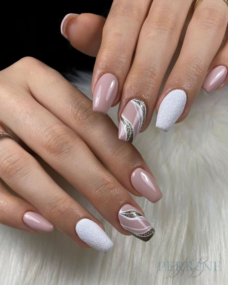 beige white nail polish summer nail designs