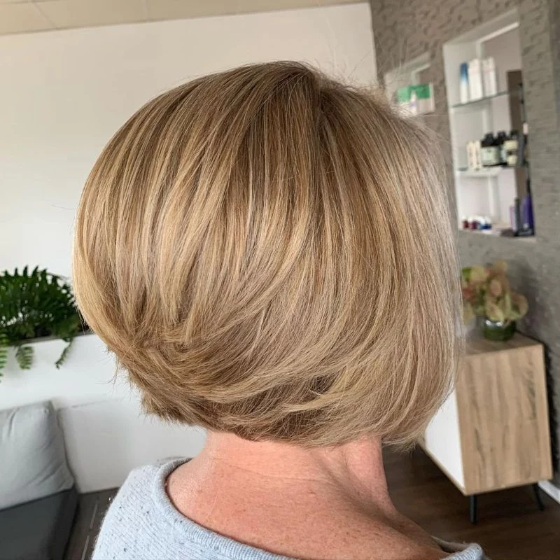 blonde hair hairstyles for women over 50 short bob