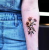 colorful forearm sunflower tattoo designs three sunflowers