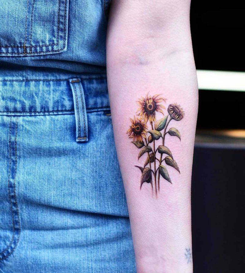 Sunflower Watercolor Tattoo