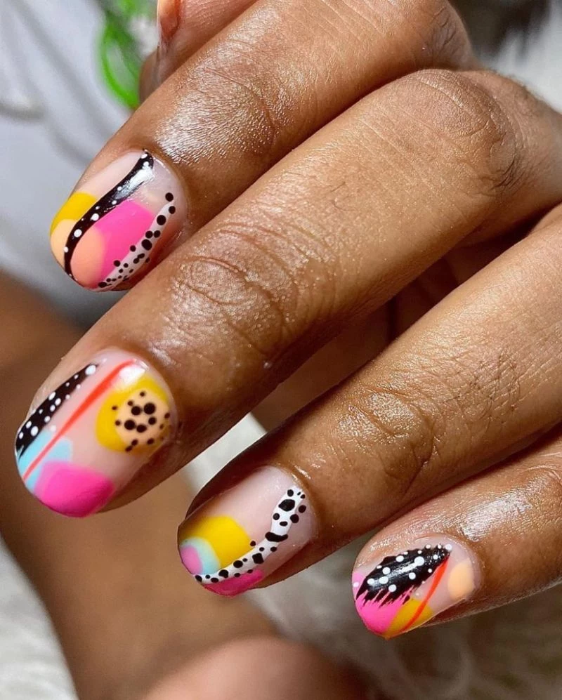 cute nail designs abstract colorful short nails