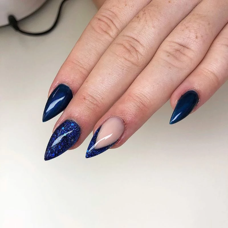 navy blue stiletto summer nail designs