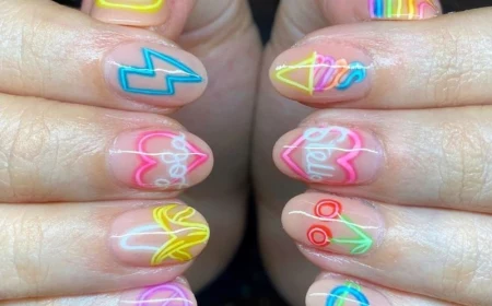neon signs neon nail designs short nails