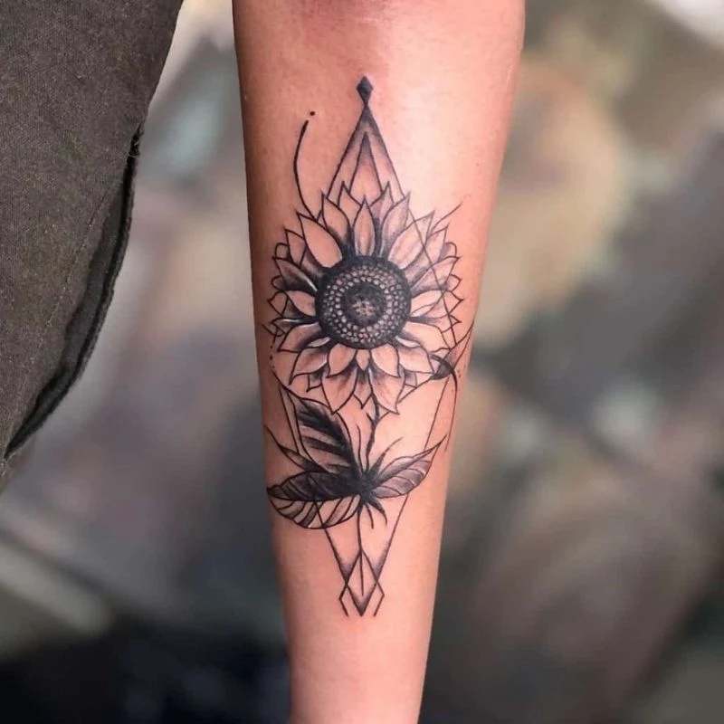 sunflower in triangle sunflower tattoo designs