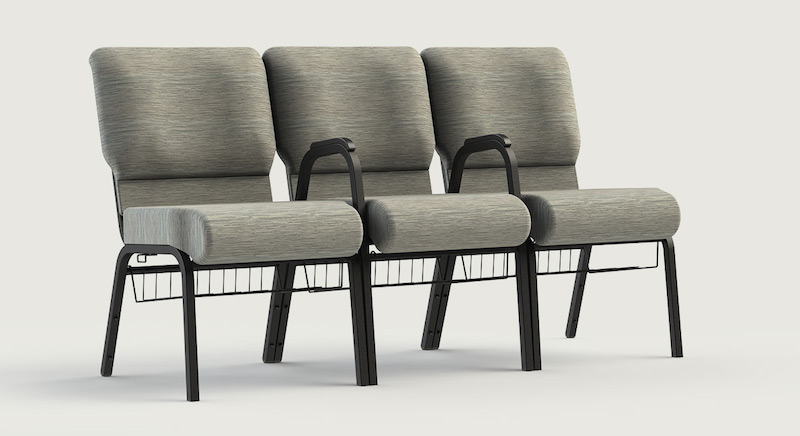 comfortek shared arm church chairs in gray