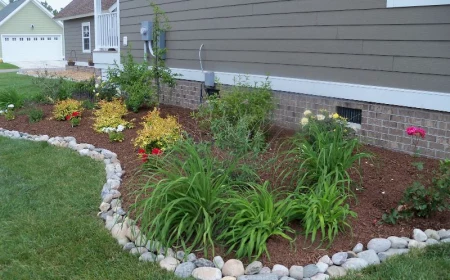 river rocks garden edging flower bed