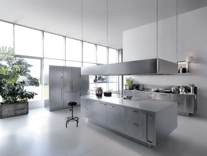 steel kitchen with kitchen island cabinets