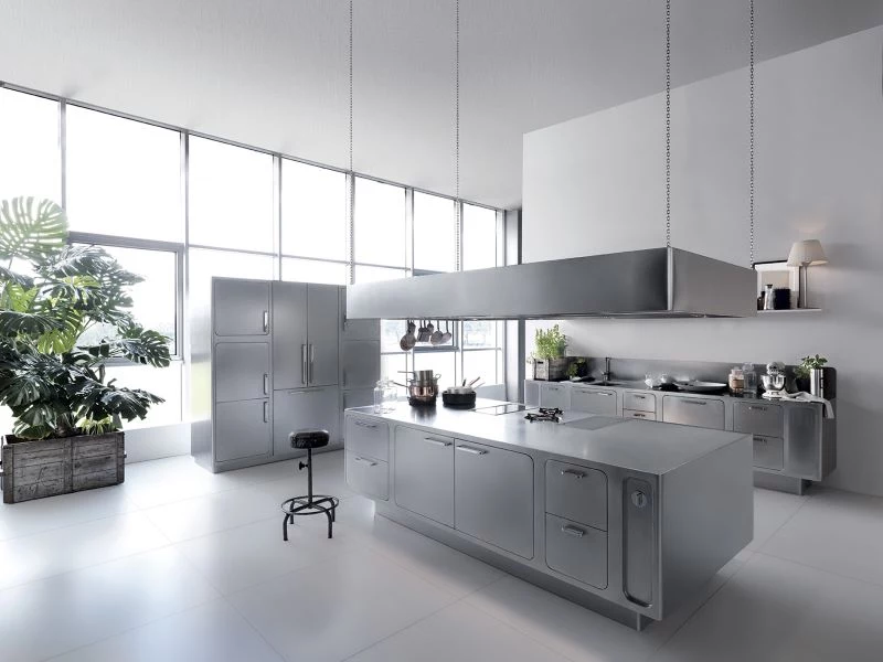 steel kitchen with kitchen island cabinets