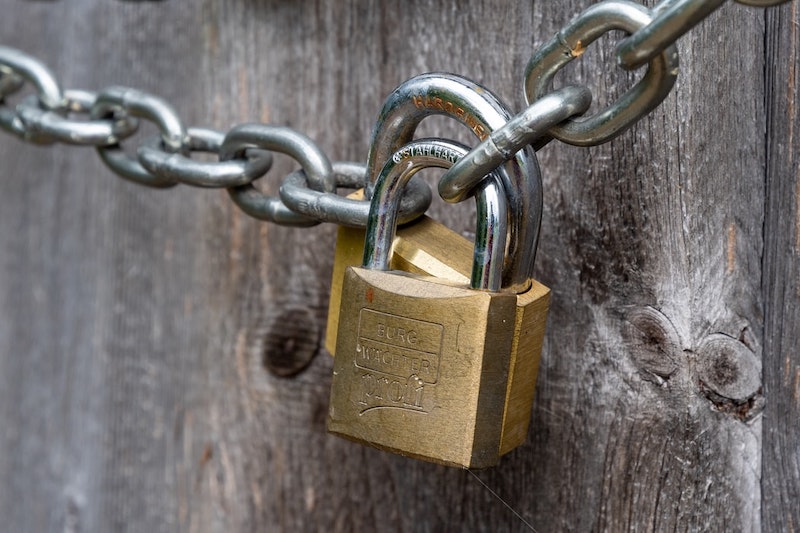 wooden door with padlock