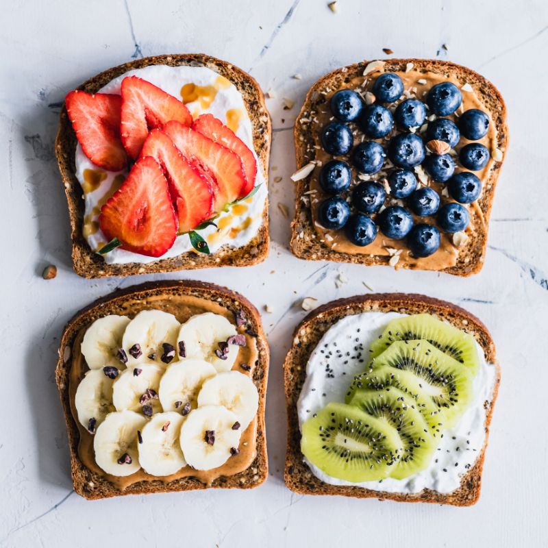 bread with ricotta low calorie snacks berries kiwi