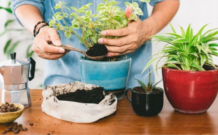 potted plants are coffee grounds good for plants