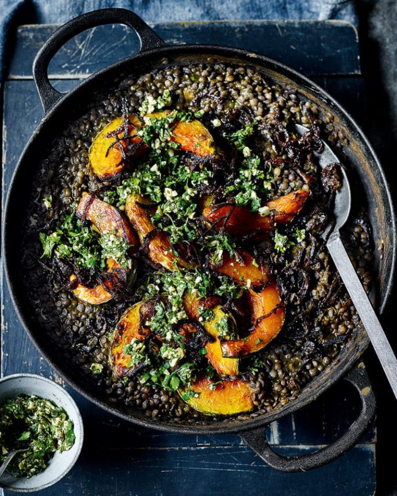 pumpkin with lentils pumpkin baking recipes in skillet