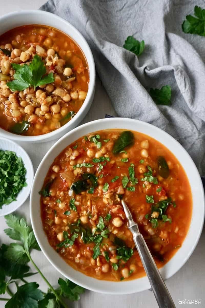 vegan gluten free chickpea soup with vegetables