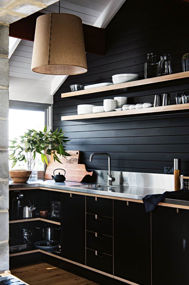 black shiplap easy kitchen updates black cabinets