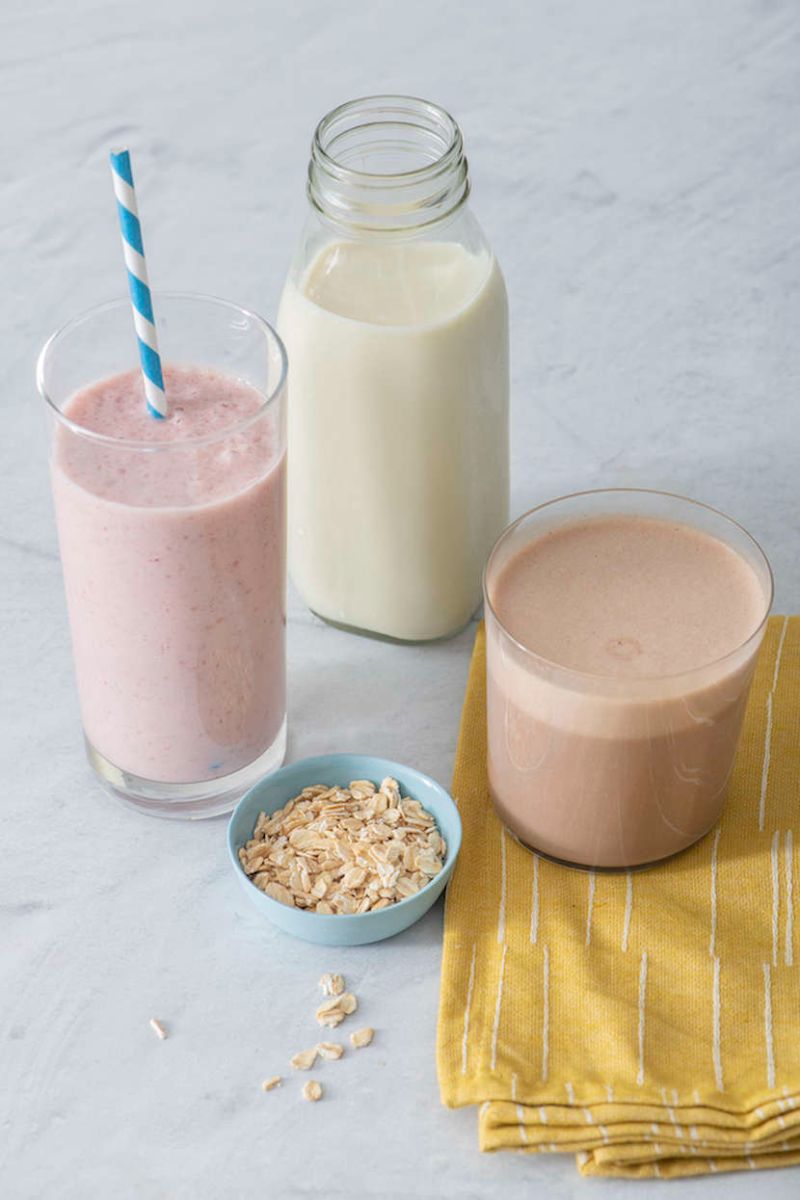 bottle two glasses oat milk recipe